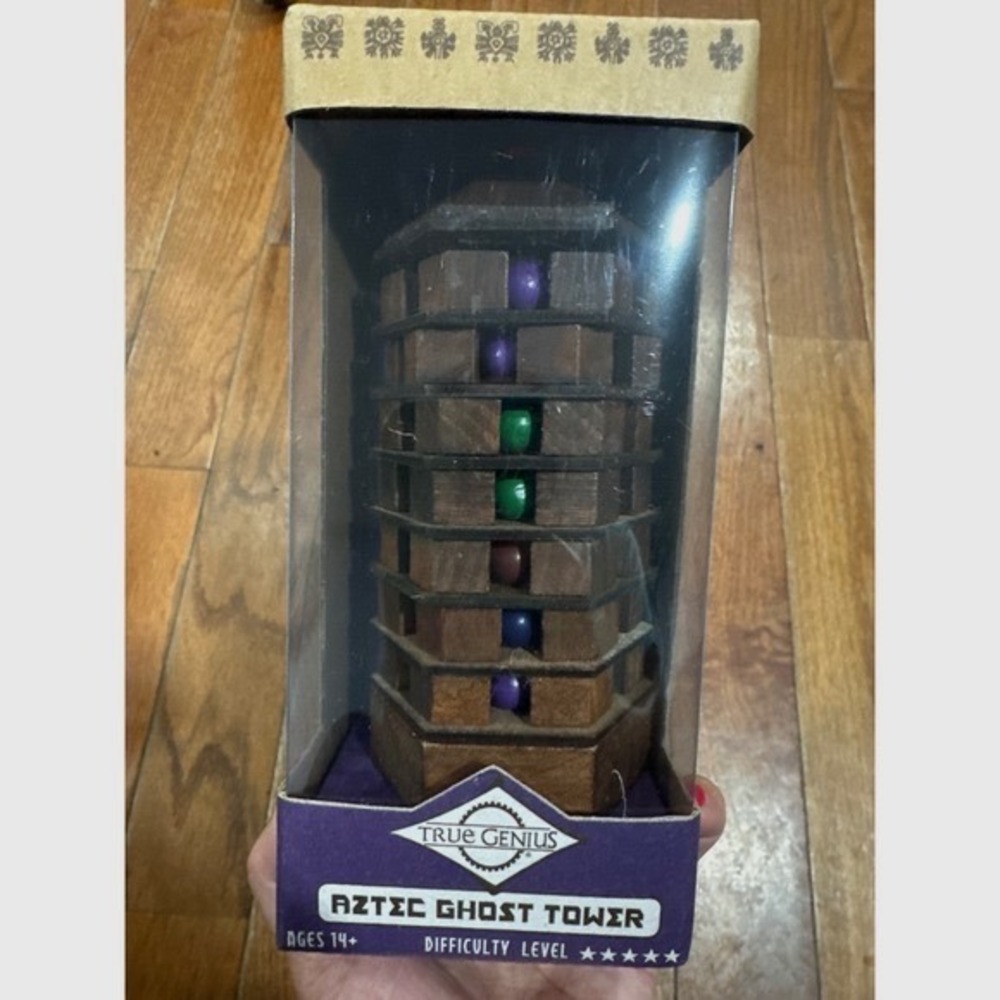 True Genius Aztec Ghost Tower Wood Brainteaser Puzzle 5 Star Difficulty New